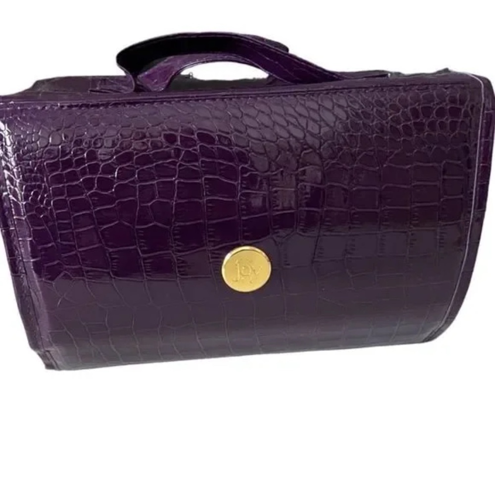Joy Mangano Purple Better Beauty Toiletry Croc Cosmetic Case & Travel Bag